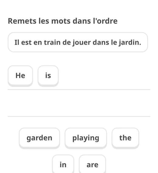 Exercice : remettre les mots dans l'ordre
